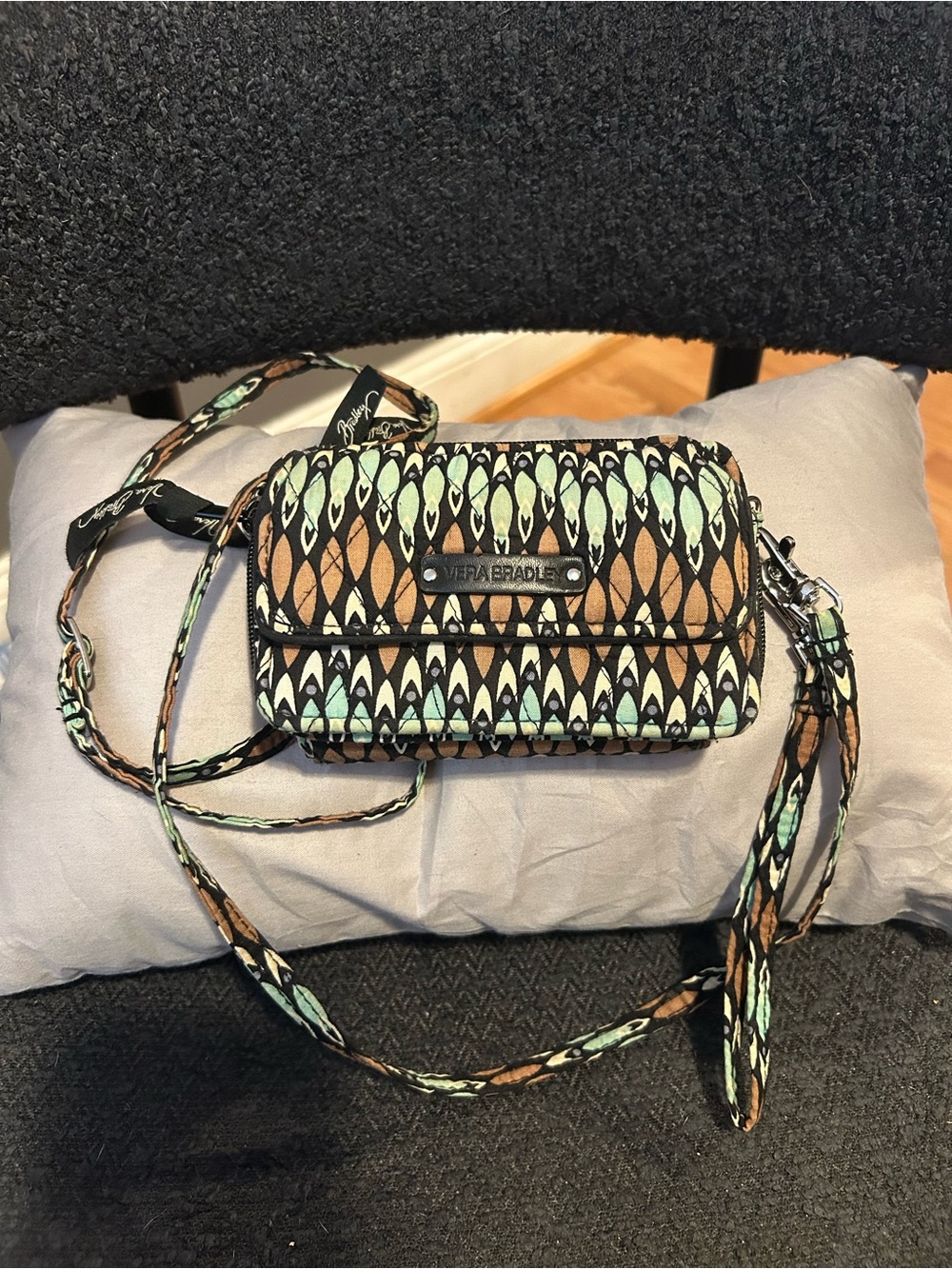 Vera Bradley Mint & Brown Quilted Crossbody Wallet